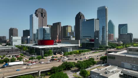 Vista-De-La-Ciudad-Del-Horizonte-Del-Centro-De-Dallas