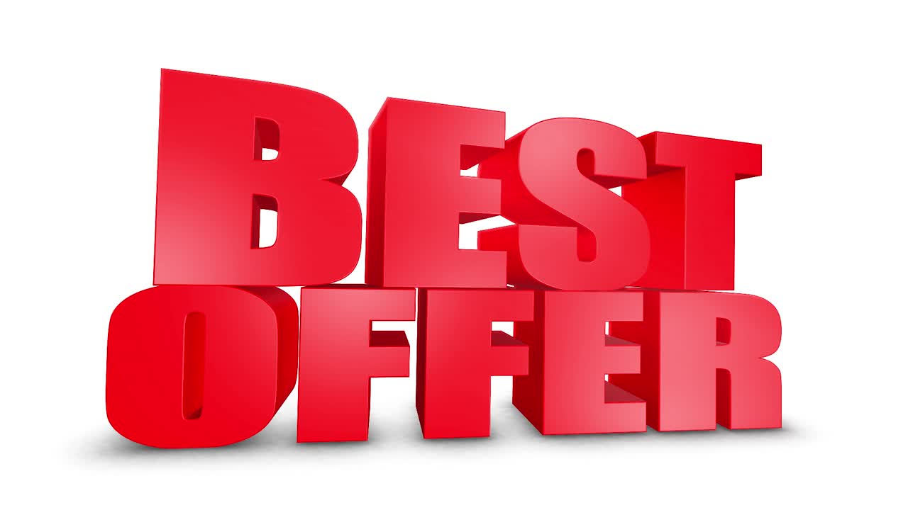 Best offer 3d text on white alpha channel green screen advertising promotion discount offer sale 3d