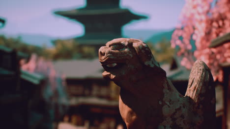 stone guardian dog at a japanese temple