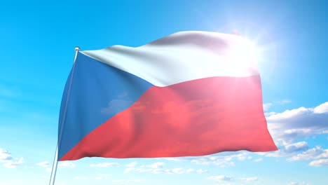 flag of the czech republic against a cloudy sky (loopable)