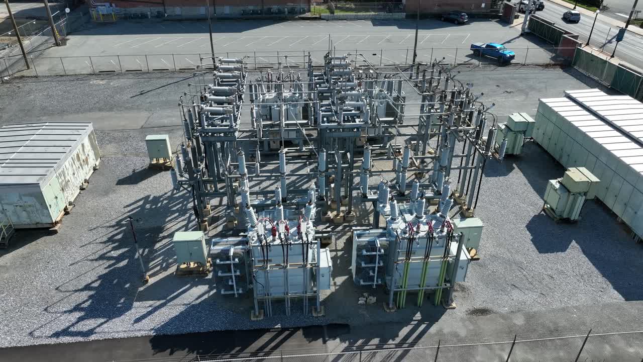 Aerial shot of transformer supplying energy for American town