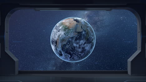 the earth from the view in the spacecraft, 3d rendering.