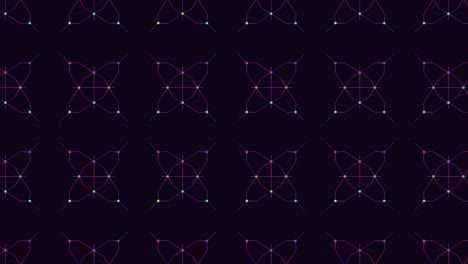 las líneas geométricas coloridas forman un patrón intrincado sobre un fondo negro