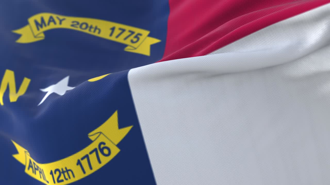 Bandiera dello stato americano della Carolina del Nord, regione degli Stati Uniti. Loop.