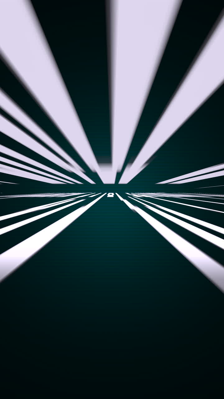 Dynamic sci-fi travel down narrow black tunnel with white line effect