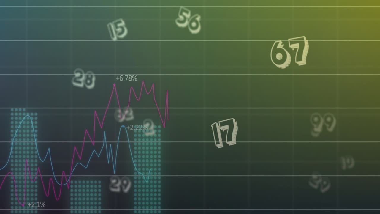 animación del procesamiento de datos financieros sobre un fondo oscuro