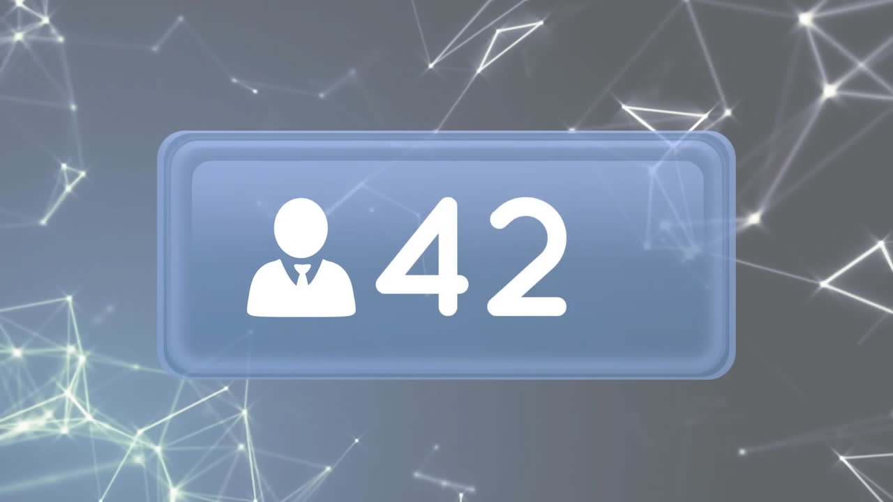 연결 네트워크를 통해 사람 아이콘과 숫자의 애니메이션