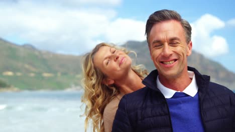 portrait of happy couple embracing each other