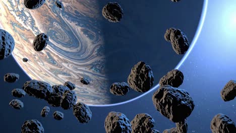 campo de asteroides en el espacio