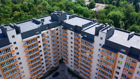 aerial view of multi-story apartment building complex