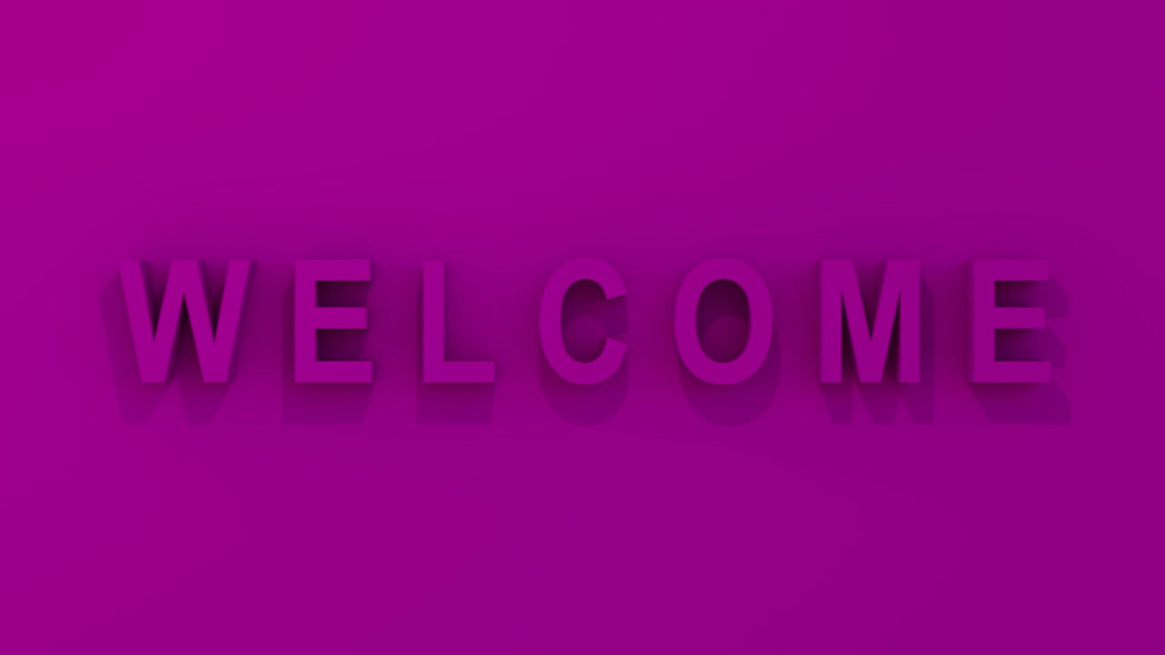 &amp;quot;WELCOME&amp;quot; 3D Graphic in pink-magenta