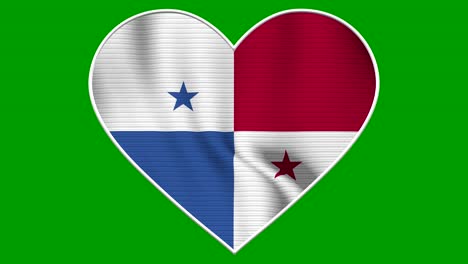 panama heart love flag loop - realistic 4k flag waving in the wind