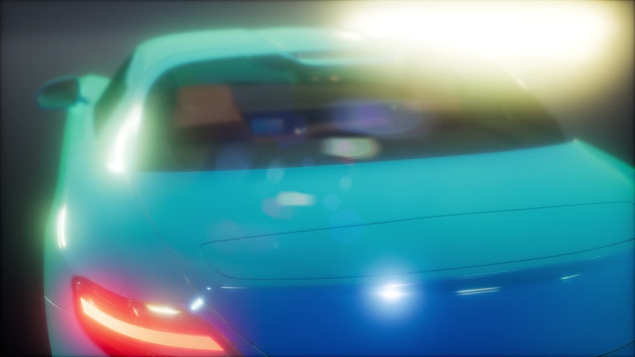 coche deportivo de lujo en un estudio oscuro con luces brillantes