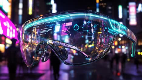 Futuristic VR Glasses in a Night City