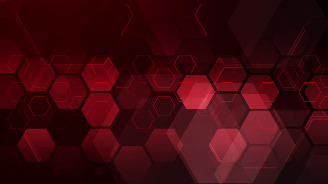 Abstract dark hexagon pattern on red loop background technology style. Modern futuristic honeycomb concept.