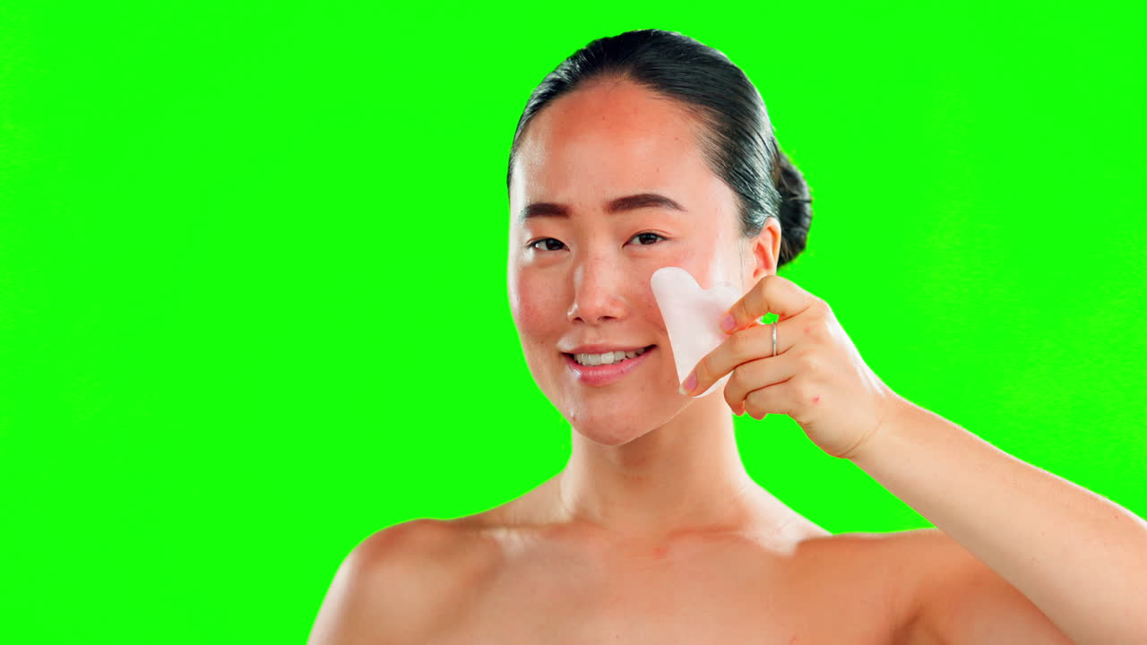 얼굴, 미용, 피부 관리, 돌을 가진 여자