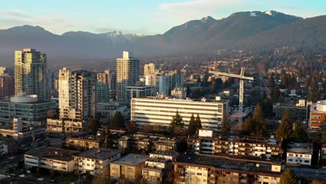 lions gate hospital at vancouver downtown during sunset in british columbia, canada