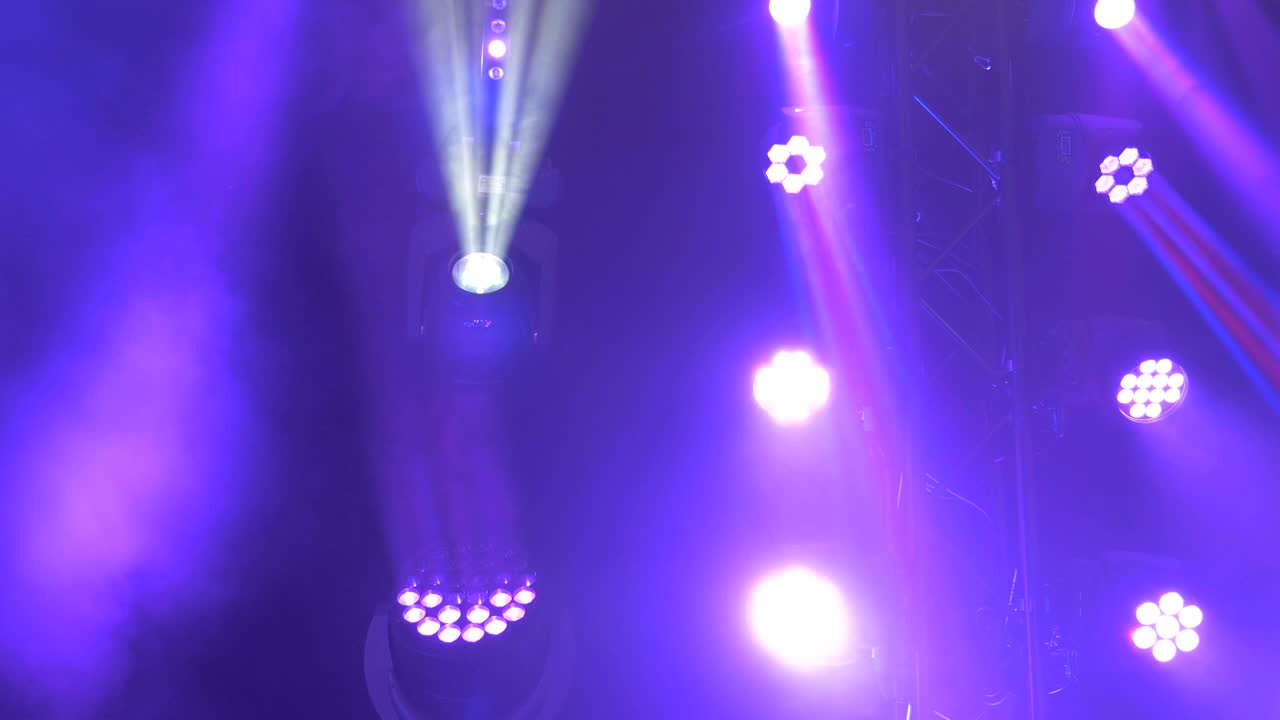 Variety of Stage Lights Glowing, Spinning. and Blinking