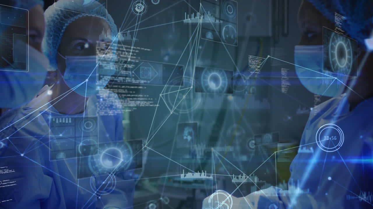 다양한 외과 의사들 간의 연결 네트워크와 데이터 처리 활성화