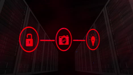 red de iconos digitales contra varios servidores