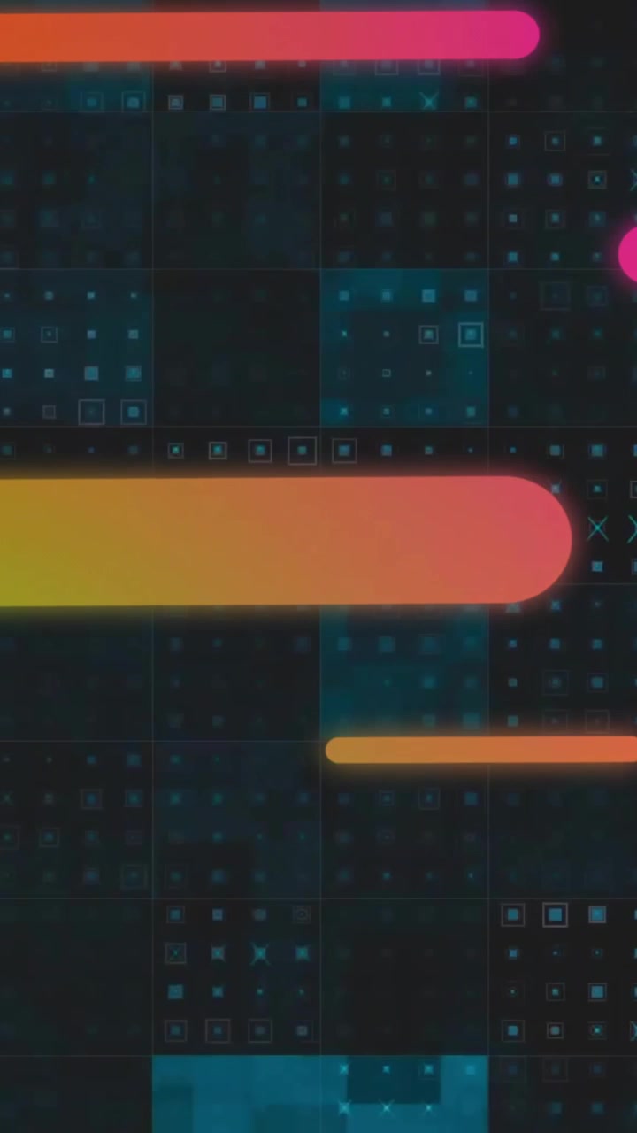 Barre colorate in movimento su una griglia digitale in animazione
