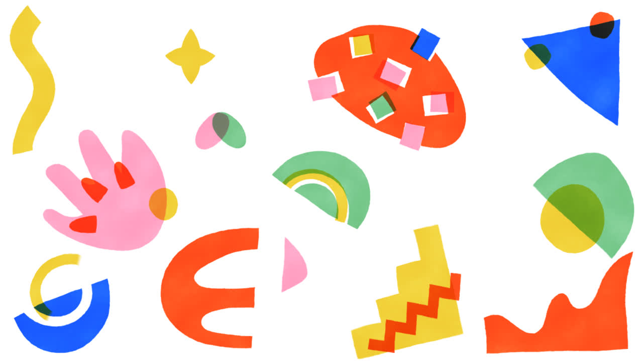 손으로 그린 리소그래프 요소 컬렉션의 모션 그래픽