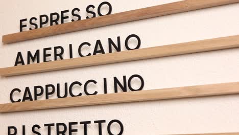 coffee shop menu board