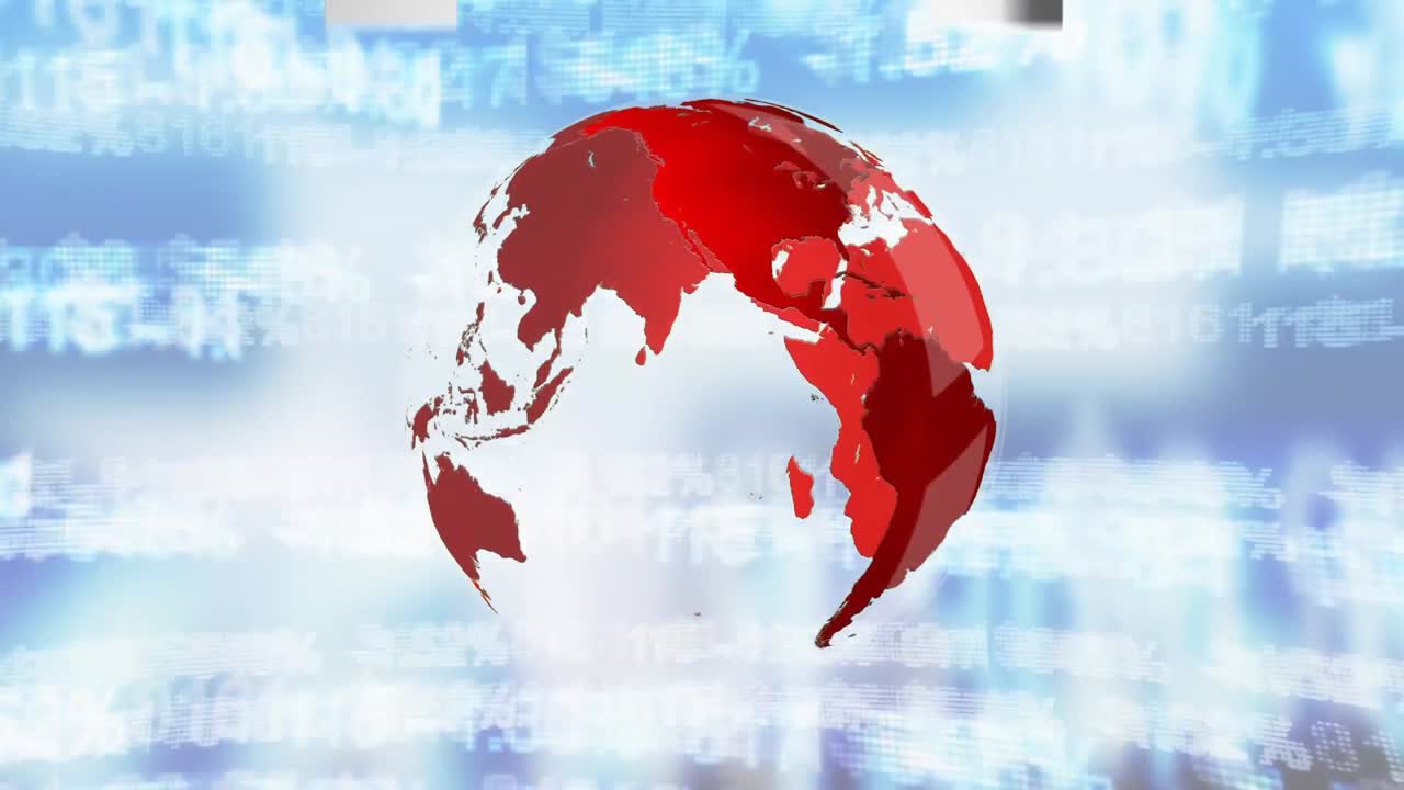 앞면에 회색 화살표가 있는 빨간색 3d 회전 지구의 앞면 애니메이션