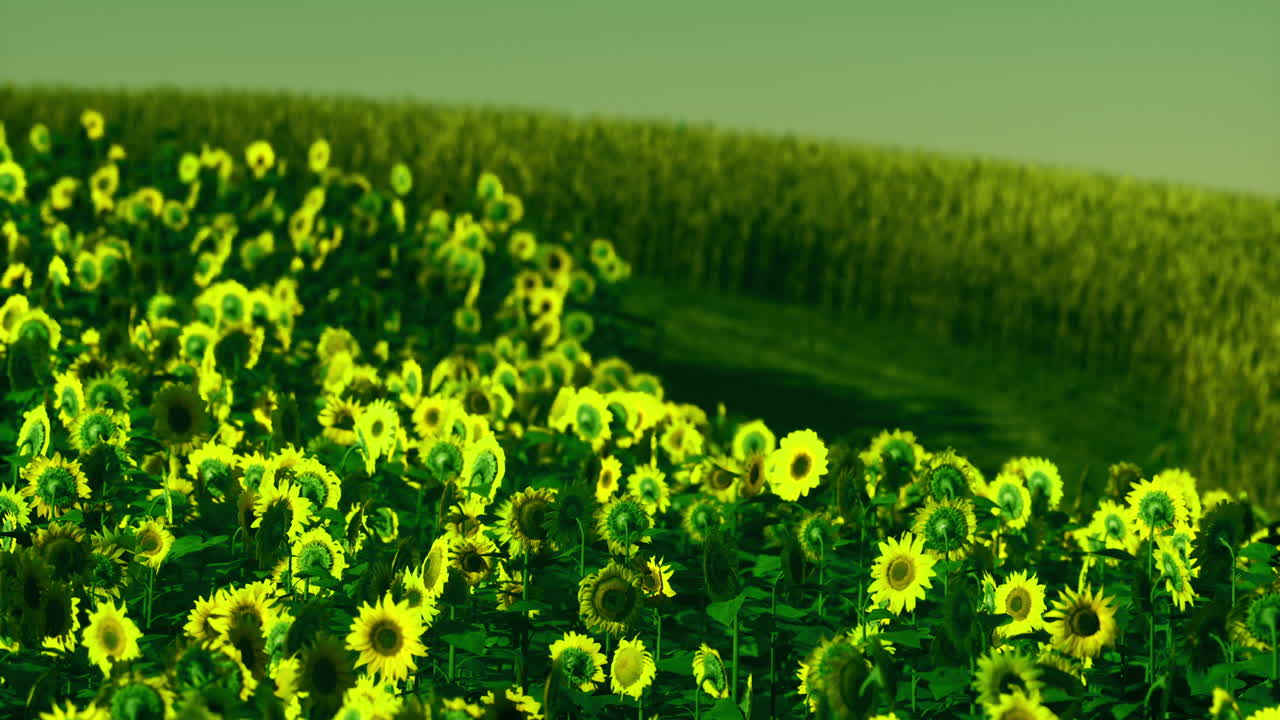 Sunflowers blooming in a sprawling green field during daytime