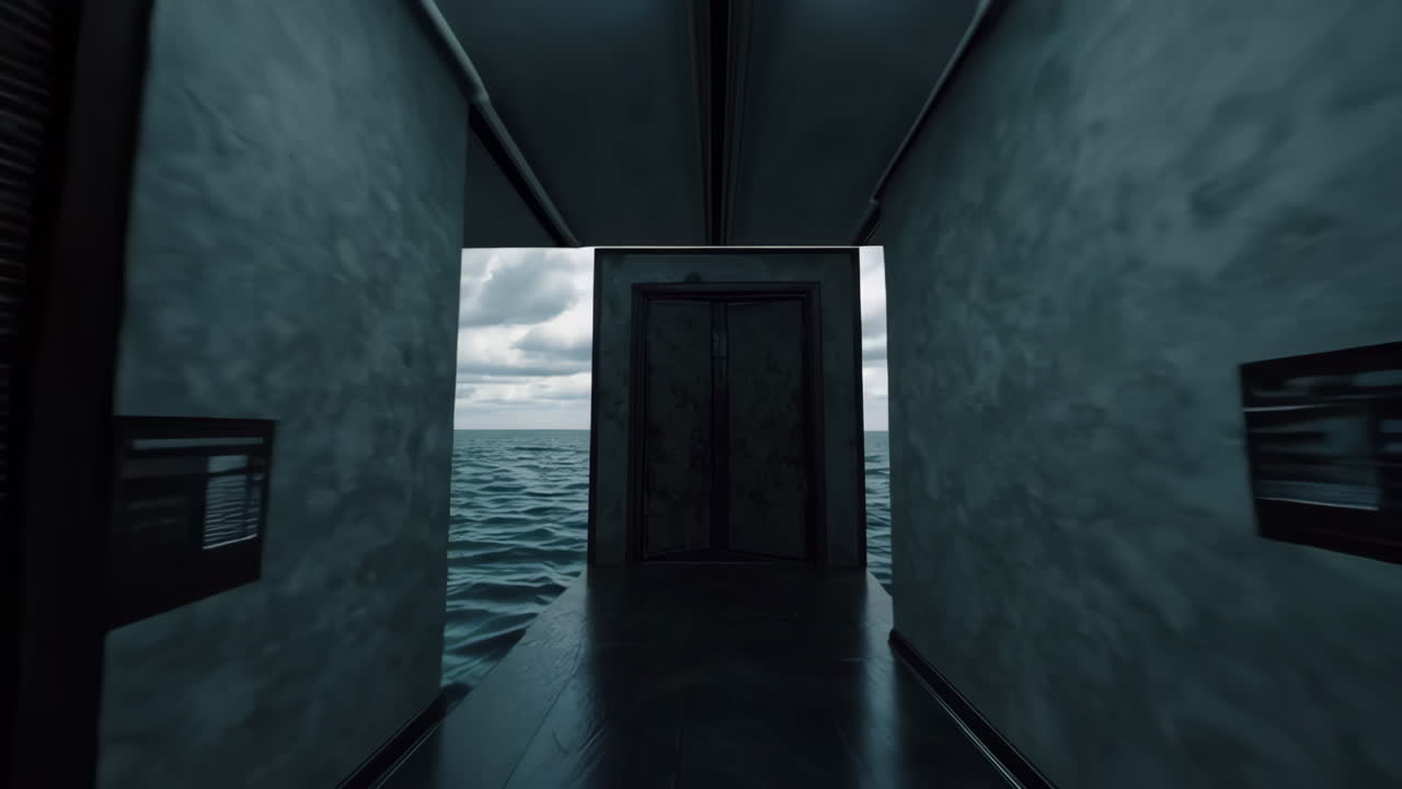 Empty Corridor and Doorway to the Sea