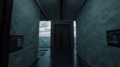 empty corridor and doorway to the sea