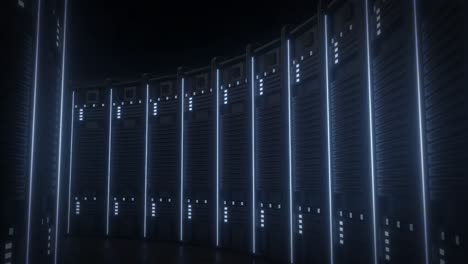 animation of lights flickering on servers in server room