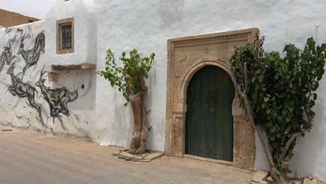 caminando por las calles coloridas artísticas de djerba en túnez