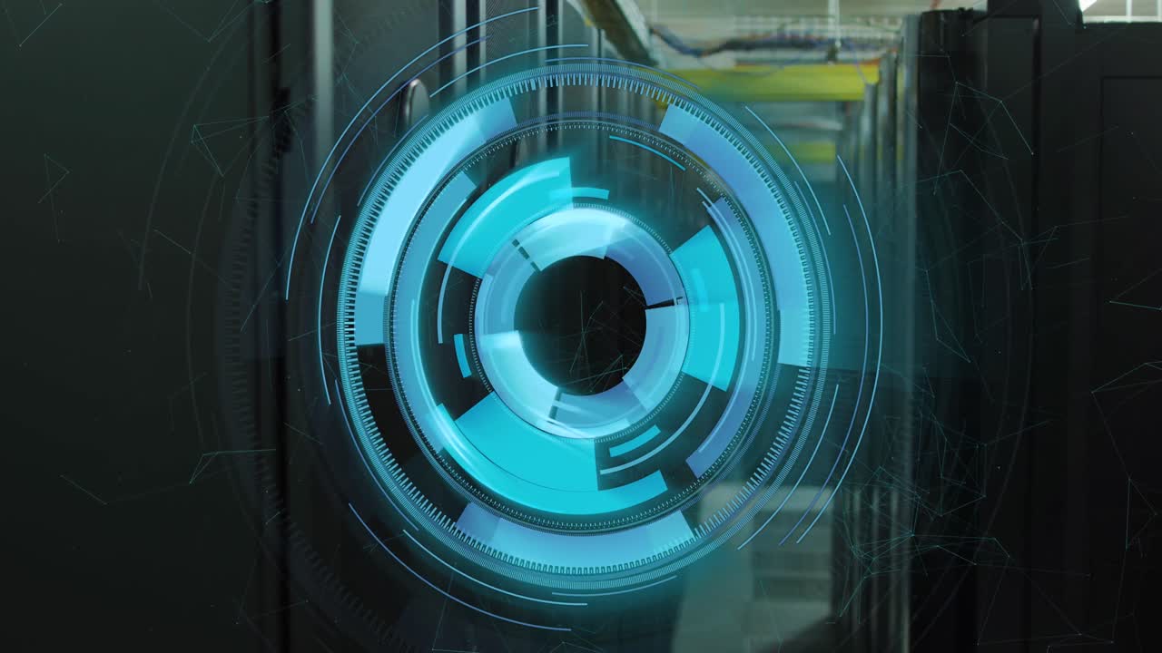 animación del escaneo del alcance y el procesamiento de datos a través de servidores informáticos