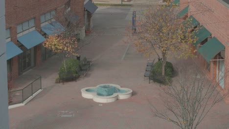 high angle of city square at fall time