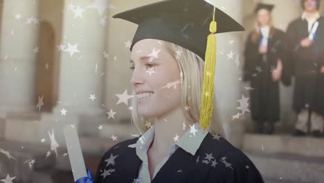 female wearing graduation gap and grown