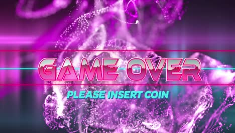 Animation-of-game-over-text-over-purple-shapes-on-black-background