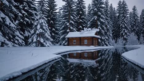 A serene winter landscape video with snow-covered pine trees