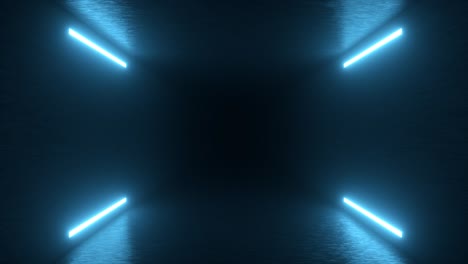 animación de video en 4k. video de bucle de un túnel oscuro futurista con luces de neón en los laterales