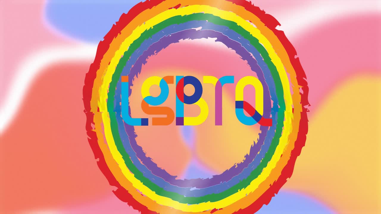 모양 위에 lgbtq 텍스트의 애니메이션