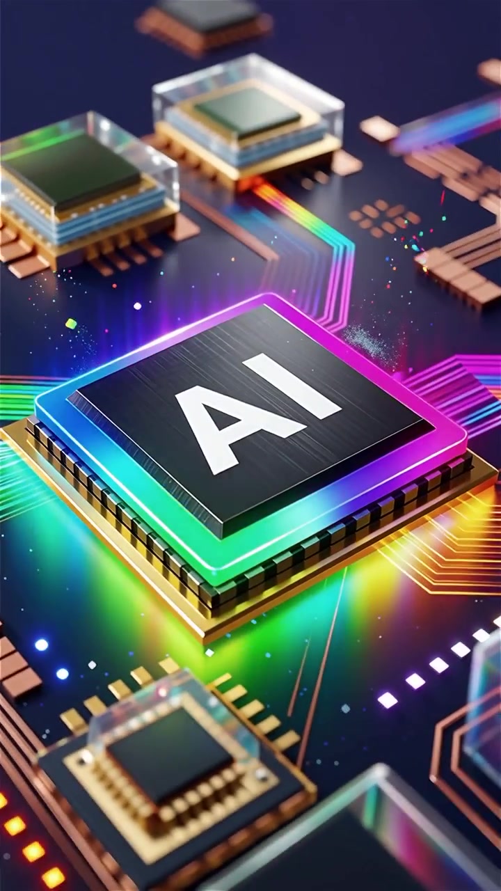 Futuristic AI Chip Motherboard Technology Background