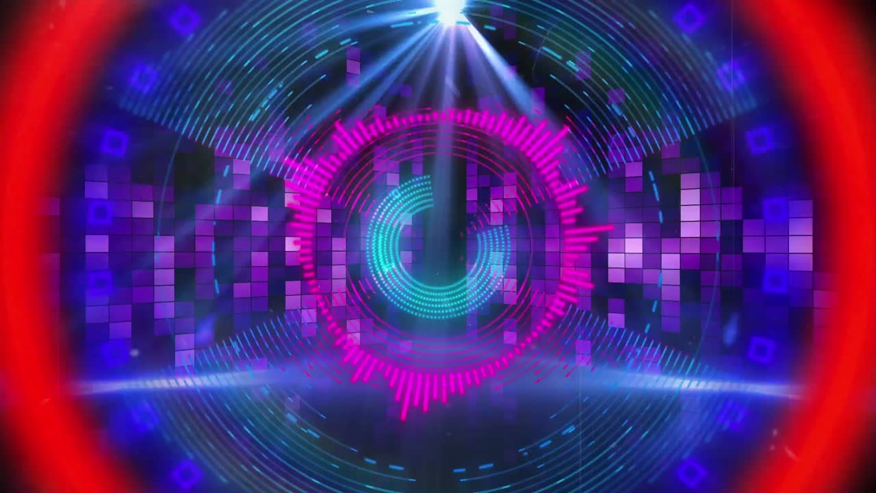 검은 바탕에 보라색 불빛 위의 모양의 애니메이션