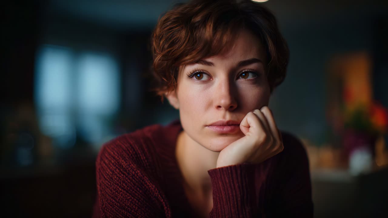 Contemplative Moment: A Young Woman Lost in Thought, Captured Across Two Frames Highlighting Emotion, Expression, and the Subtle Nuances of Reflection