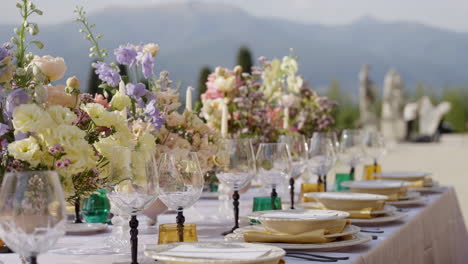 outdoor luxury wedding reception table setting