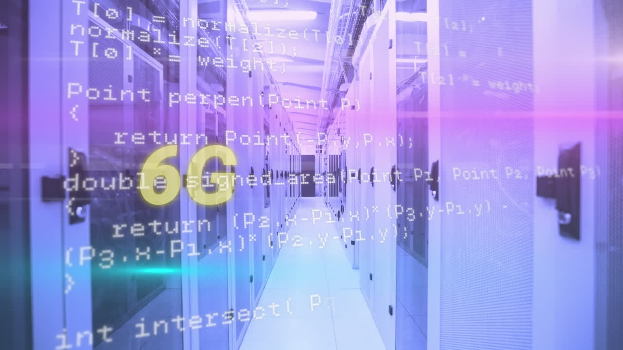 Animation of 6g text and data processing over computer servers