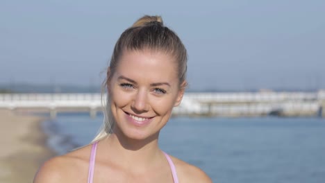 portrait of a beautiful young woman with a friendly smile