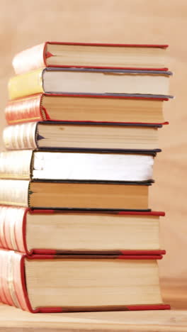 pila de libros en un escritorio