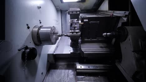 metal lathe close-up. lathe, metal processing,