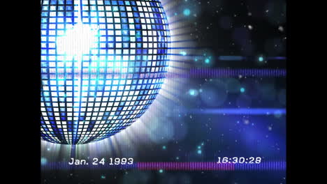 animación de cinta vintage con bola de discoteca y fallo