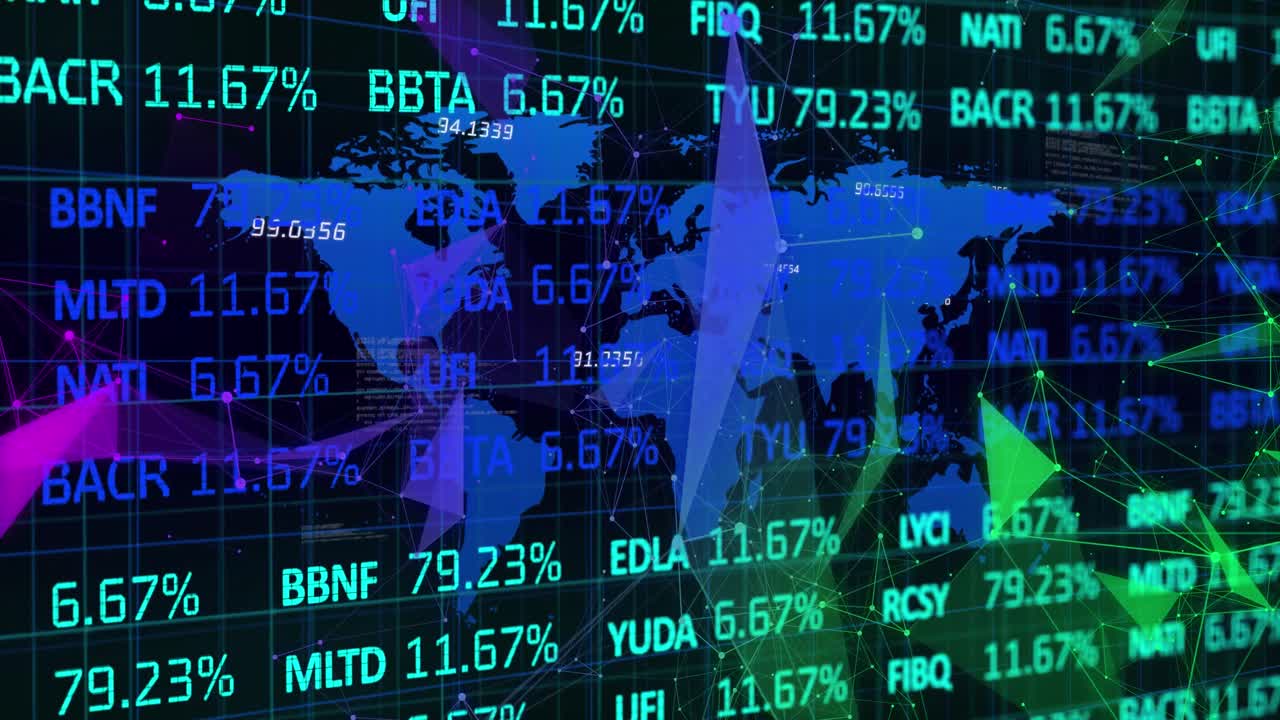 Animation of stock market over world map